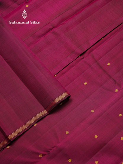 Beautiful Magenta Zari Buttas Pure Kanjivaram Silk Saree With Komatha Design Border