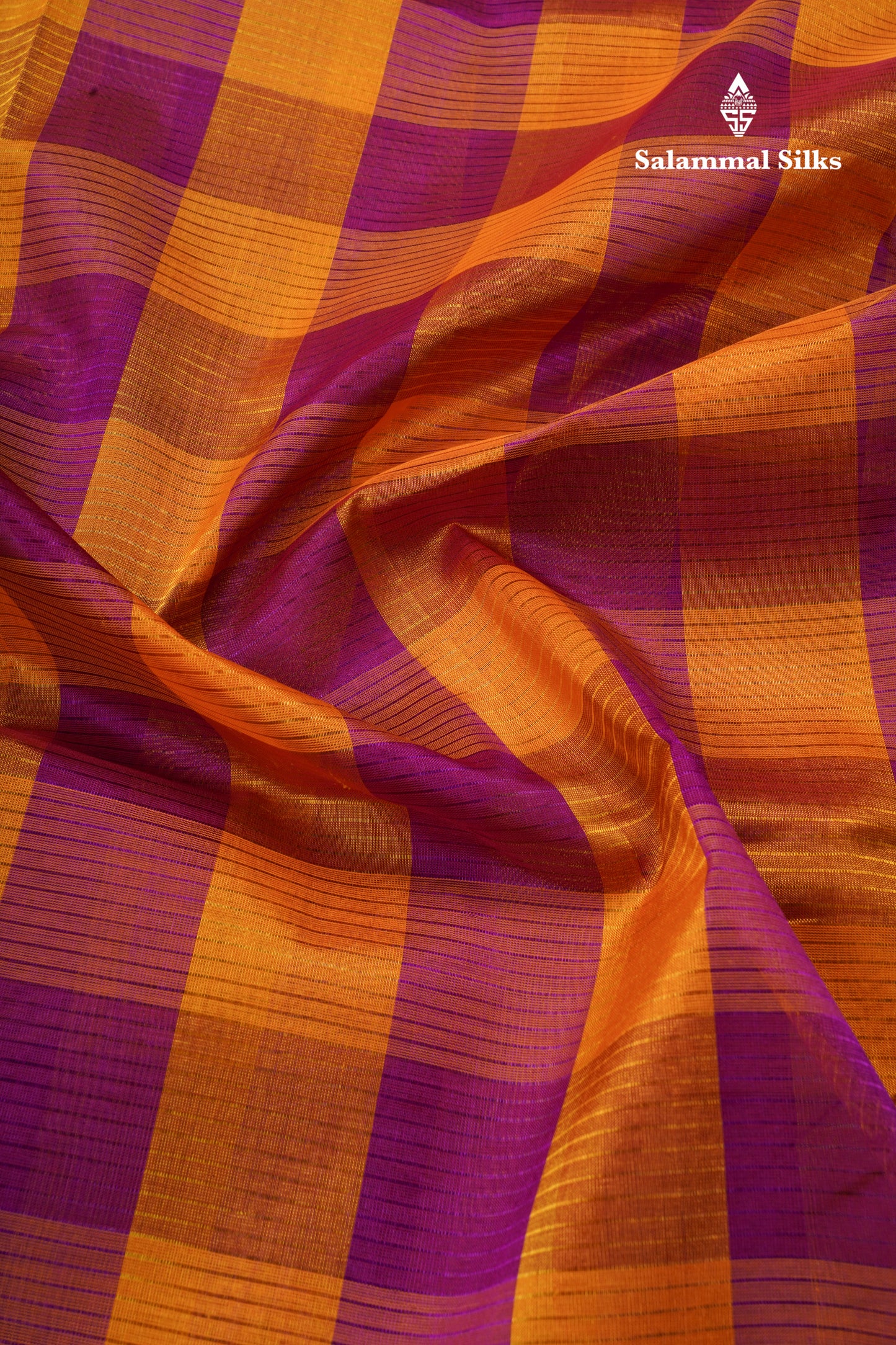 Paalum Pazham Checks Pure Silk Cotton Saree With Gold Zari Border