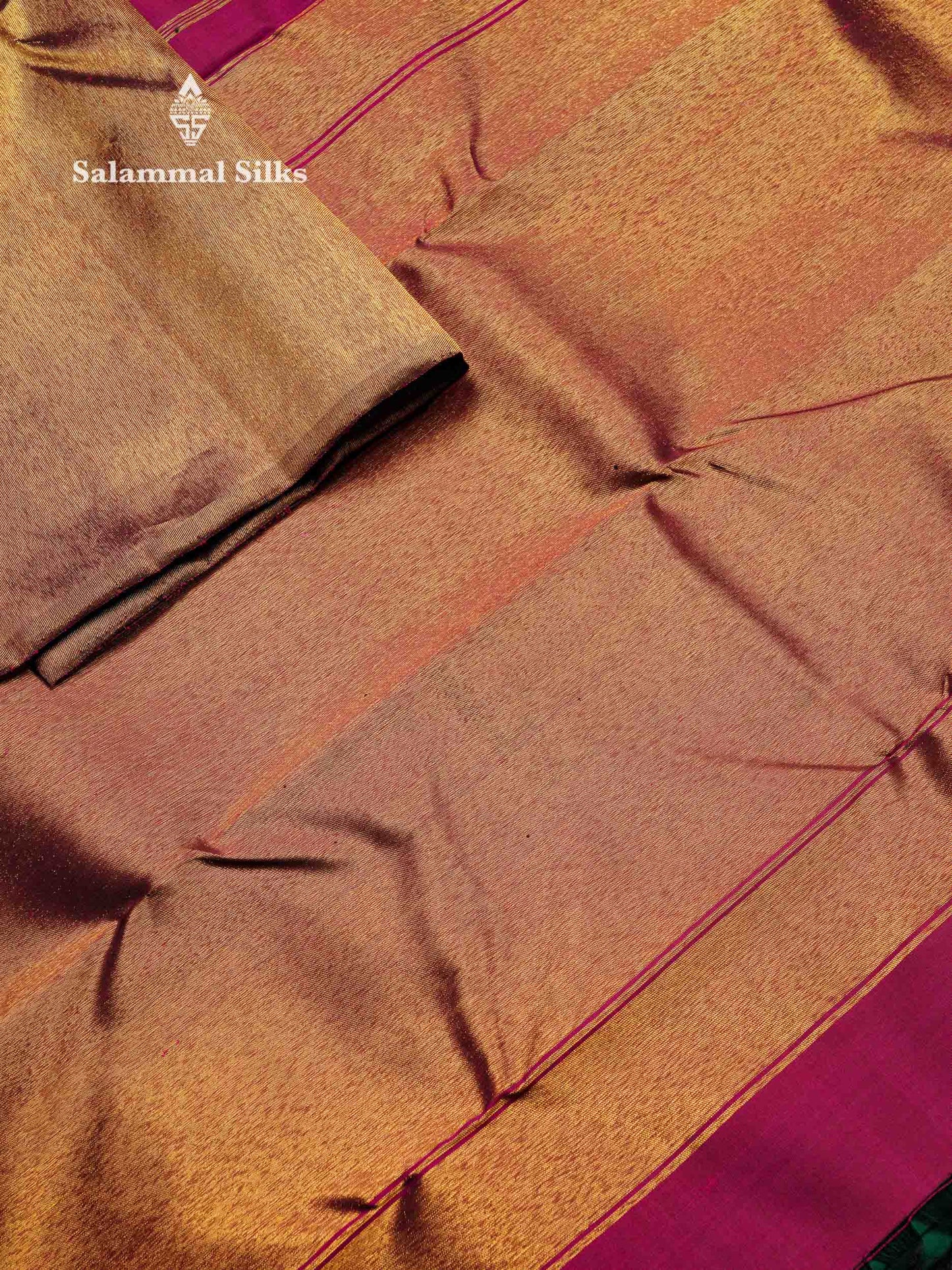 Beautiful Bottle Green 8Kol Pure Kanjivaram Silk Saree With Contrast Maroon Traditional Raising Temple Border