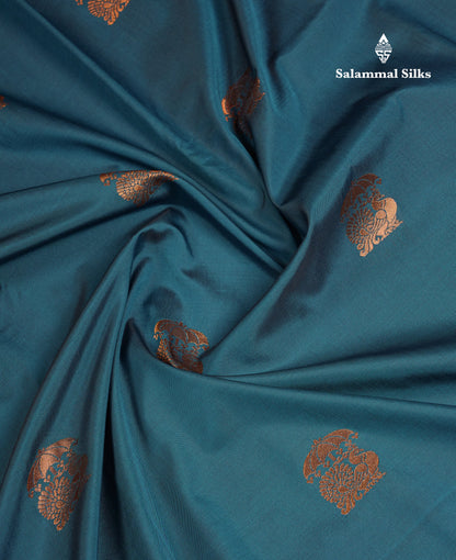 Beautiful Peacock Blue Semi Silk Saree With Contrast Pink Traditional Rettapet Border