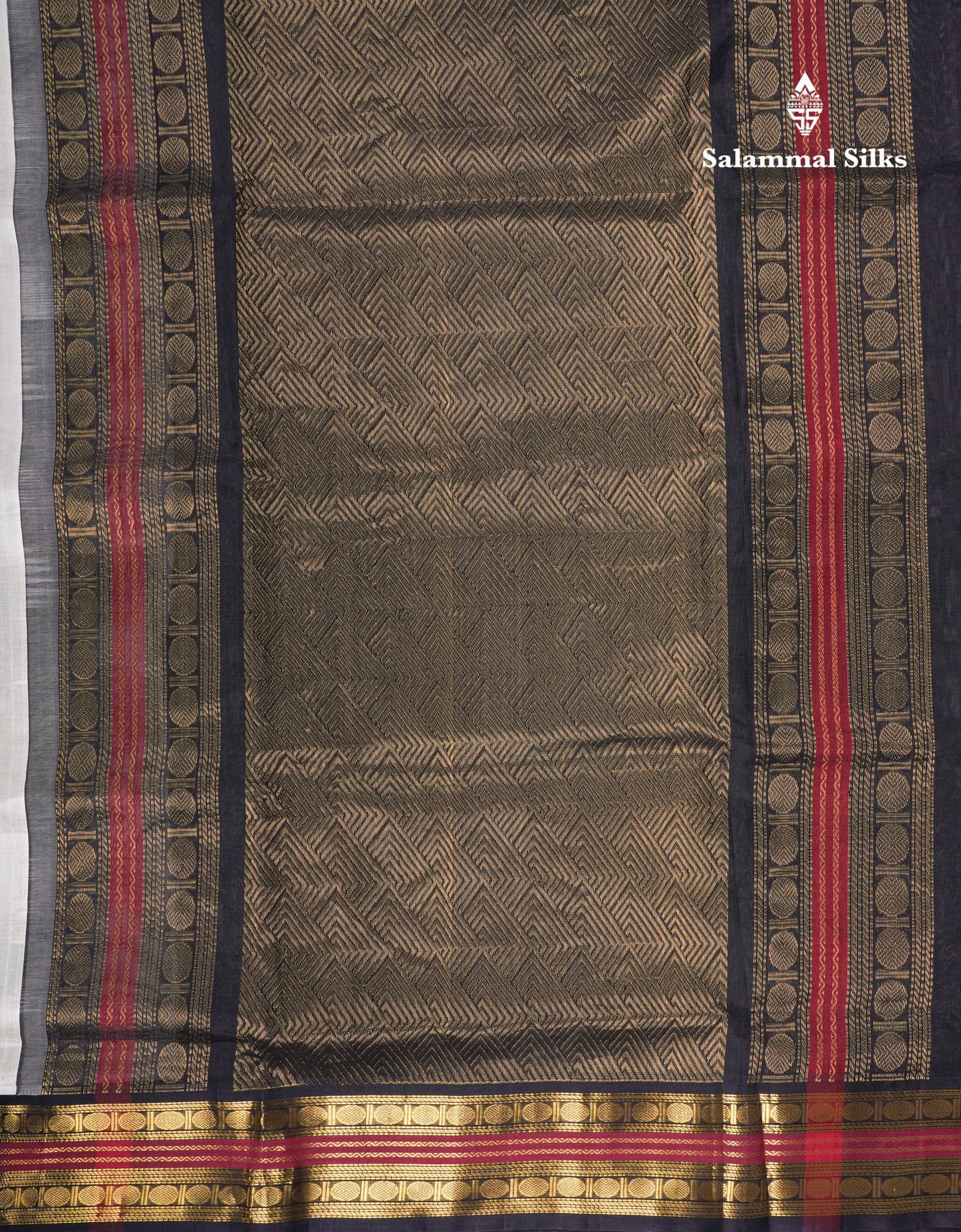 Half White Pure Silk Cotton Saree With Contrast Black Traditional Border