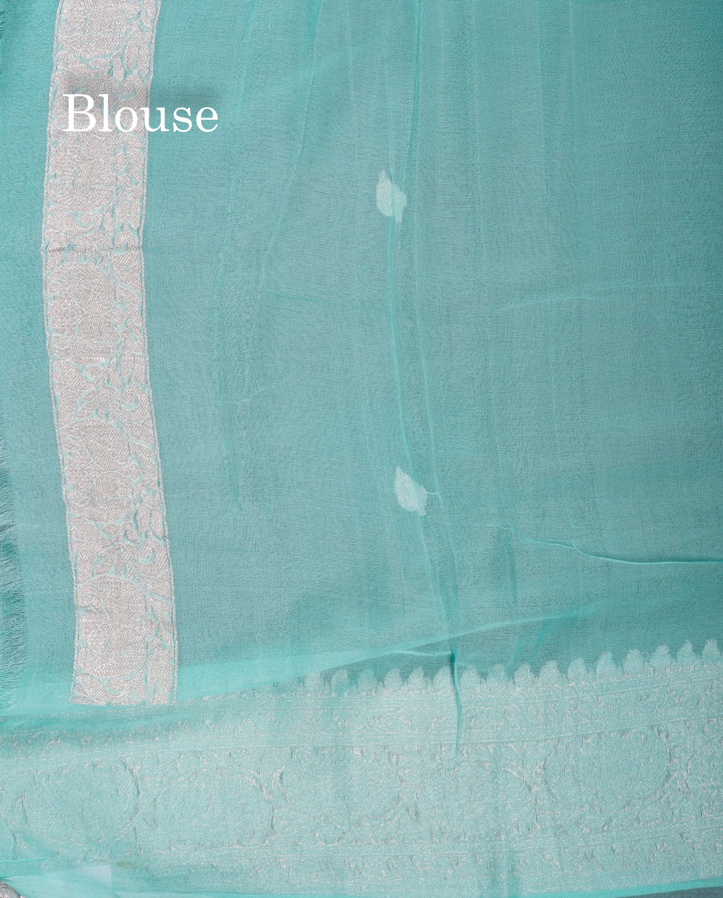 Beautiful Sea Blue Handloom Banaras Pure Chiffon Saree With Fancy Border