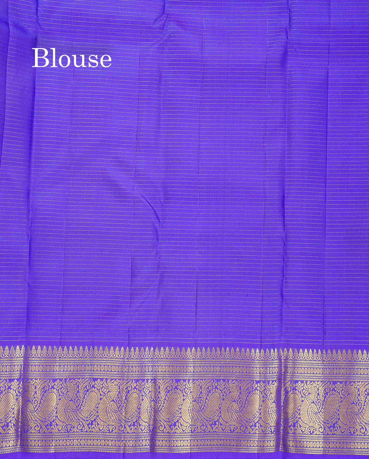 Pure Kanjivaram Silk Saree - Peacock Blue Colour Body Small Checks With Butta & Contrast Violet Evening Morning Border