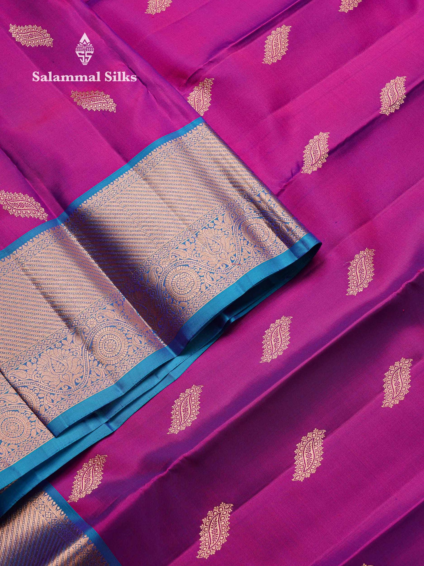 Beautiful Vadamalli Pure Kanjivaram Silk Saree With Contrast Peacock Blue Traditional Evening Morning Border