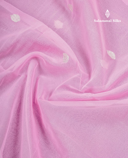 Beautiful Baby Pink Handloom Banaras Pure Chiffon Saree With Fancy Border