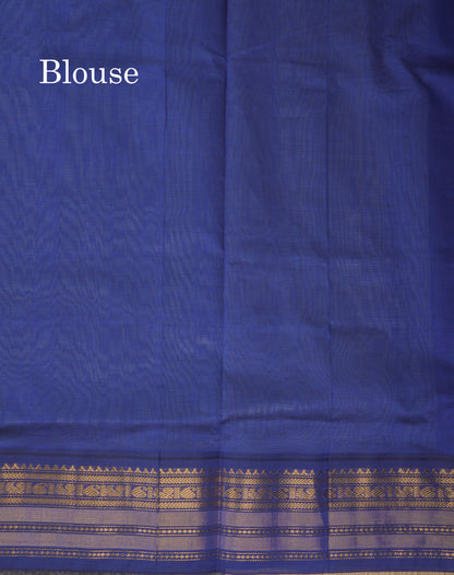Light Elaichi Green Semi Silk Cotton Saree With Contrast Navy Blue Traditional Border