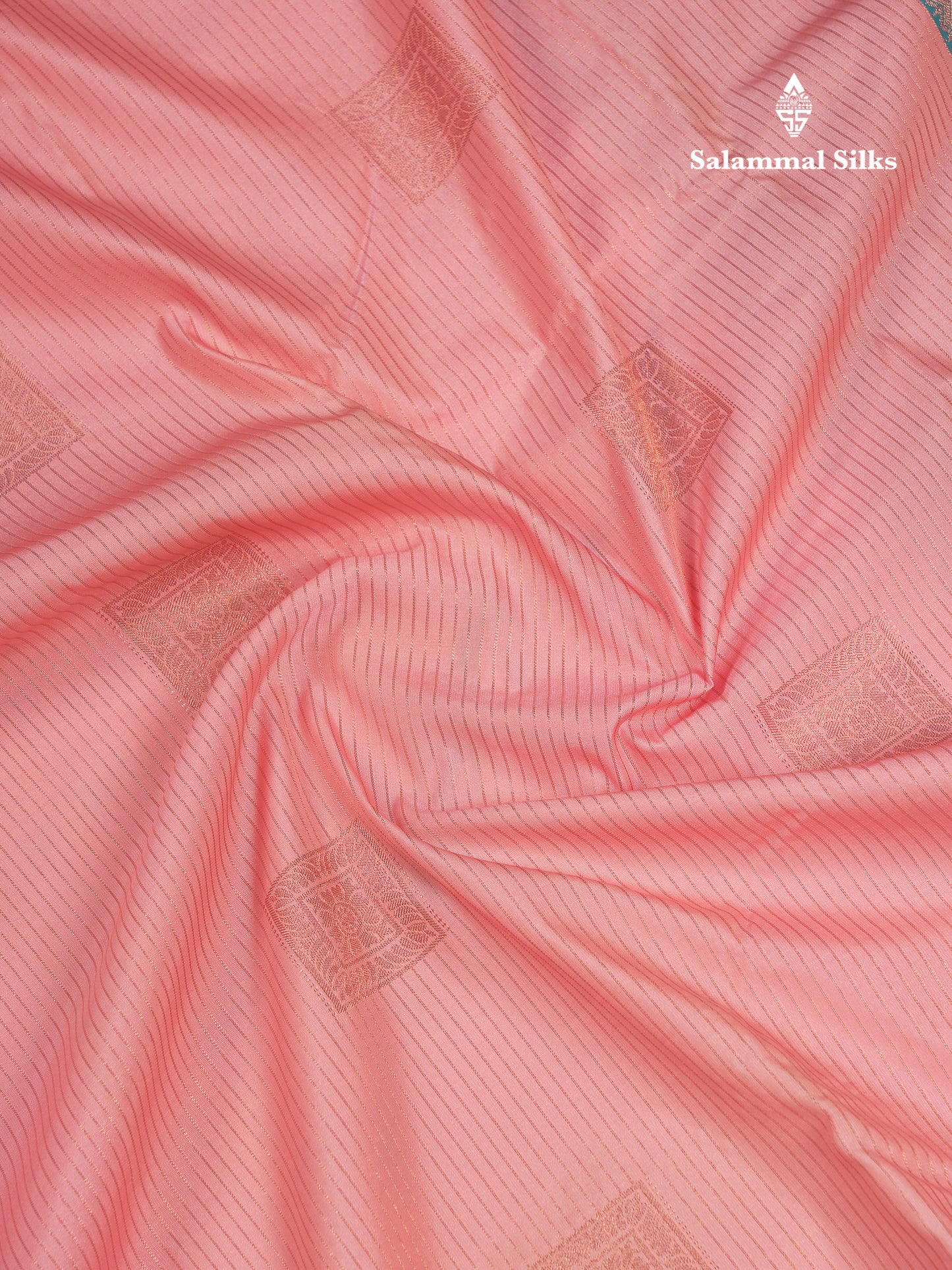 Beautiful Dark Peach Semi Silk Saree With Contrast Sapphire Green Traditional Evening Morning Border