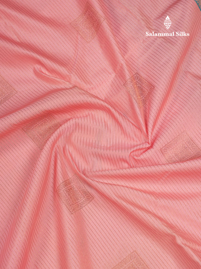 Beautiful Dark Peach Semi Silk Saree With Contrast Sapphire Green Traditional Evening Morning Border