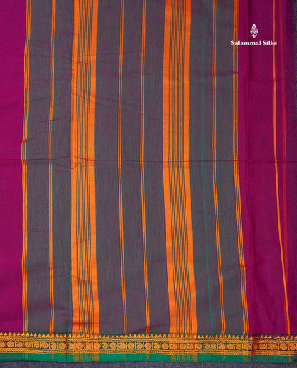 Beautiful Redish Maroon Plain Pure Cotton Saree With Contrast Dual Tone Bottle Green Thread Work Traditional Small Border