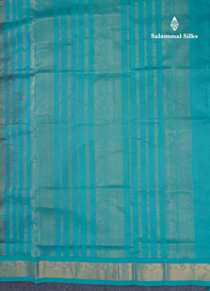 Royal Blue Plain Semi Silk Cotton Saree With Contrast Sapphire Blue Border