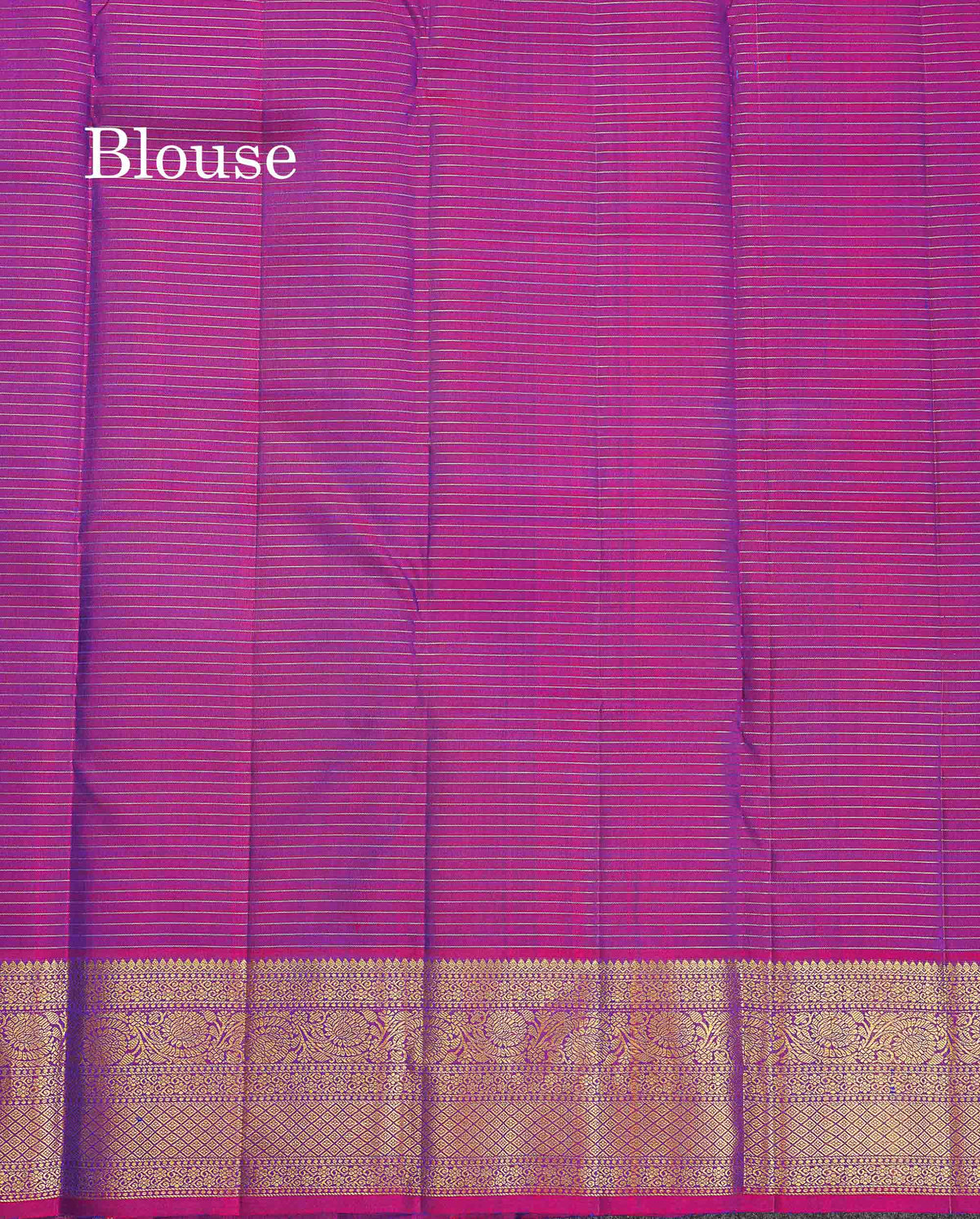 Pure Kanjivaram Silk Saree - Peacock Blue Colour Body Small Checks With Butta & Contrast Purple Border