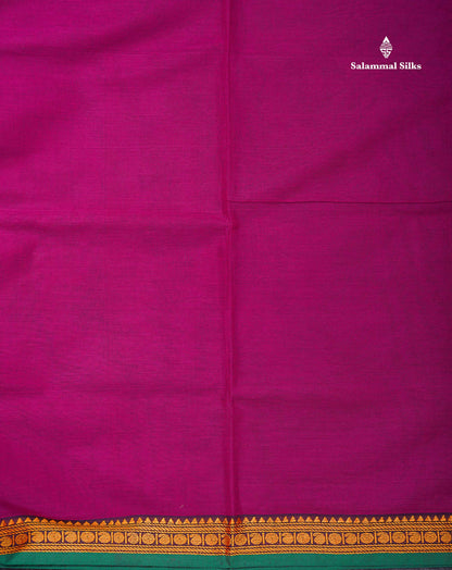 Beautiful Redish Maroon Plain Pure Cotton Saree With Contrast Dual Tone Bottle Green Thread Work Traditional Small Border