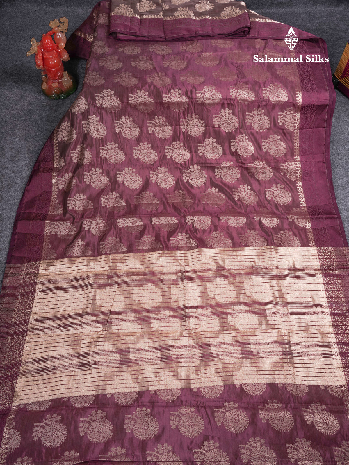 Beautiful Dark Magenta Semi Raw Silk Saree With Fancy Border