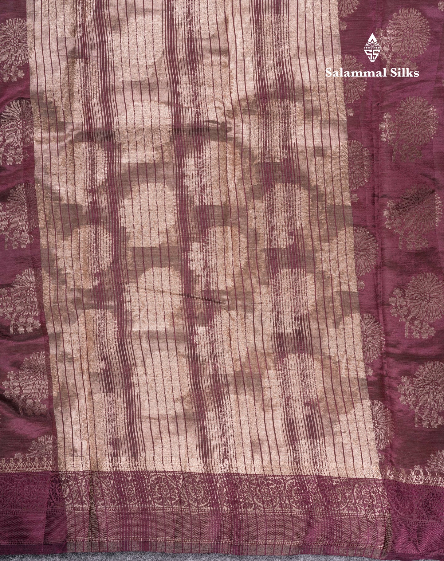 Beautiful Dark Magenta Semi Raw Silk Saree With Fancy Border
