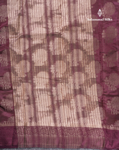 Beautiful Dark Magenta Semi Raw Silk Saree With Fancy Border