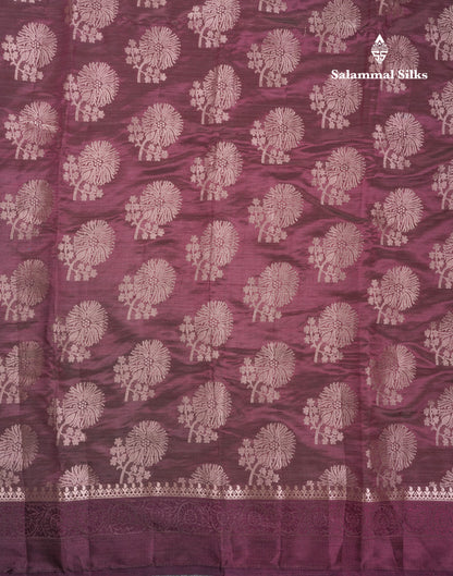 Beautiful Dark Magenta Semi Raw Silk Saree With Fancy Border