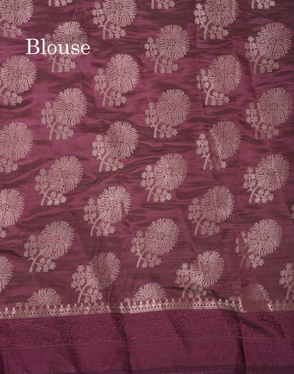 Beautiful Dark Magenta Semi Raw Silk Saree With Fancy Border