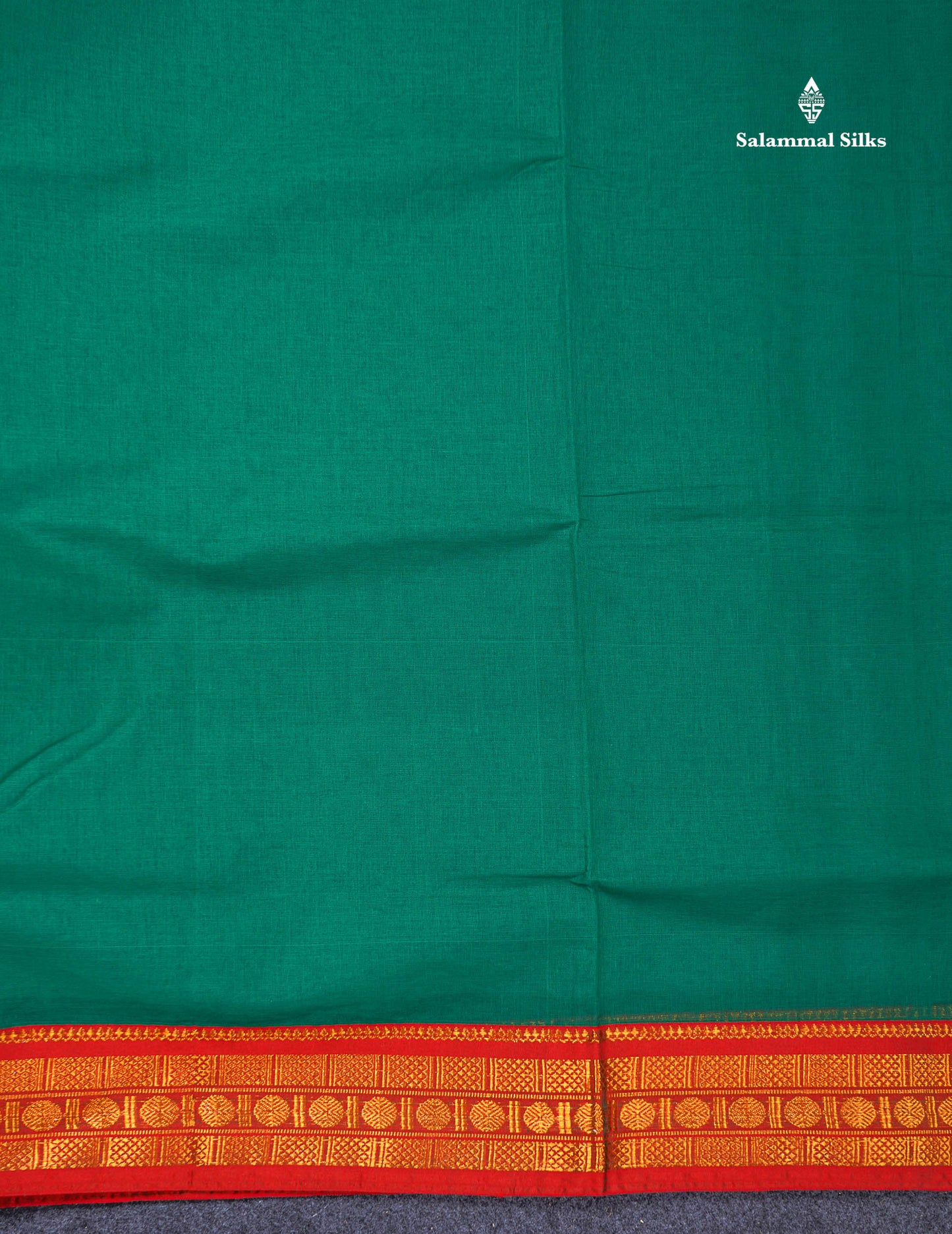 Beautiful Parrot Green Plain Pure Cotton Saree With Contrast Orange Traditional Border