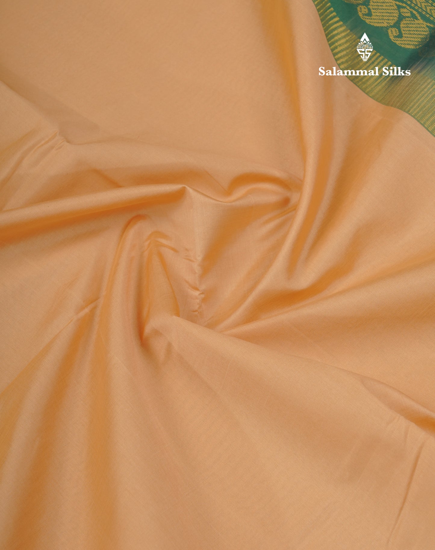 Sandal Plain Semi Silk Cotton Saree With Contrast Bottle Green Traditional Border