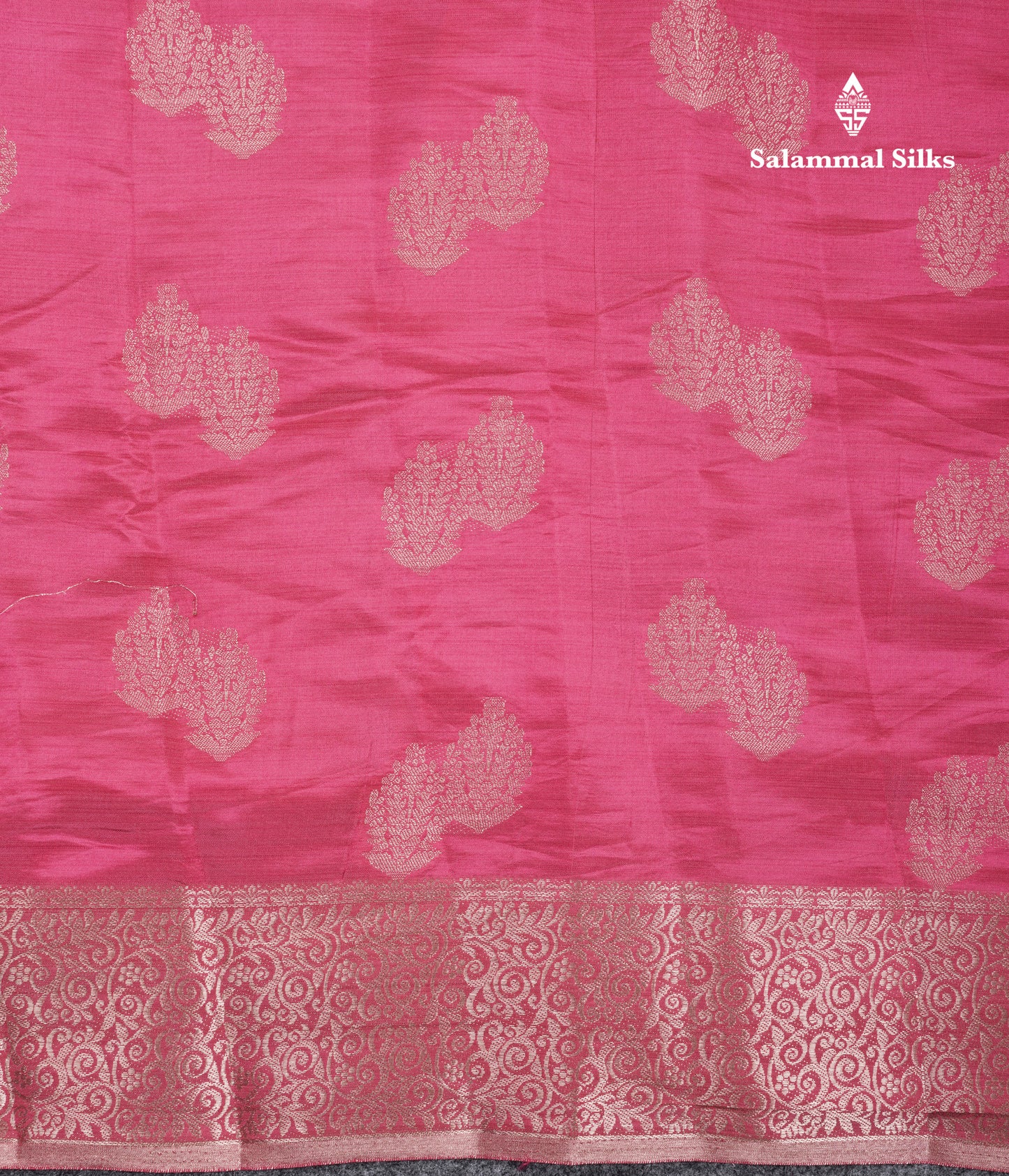 Beautiful Pinkish Peach Semi Raw Silk Saree With Fancy Border
