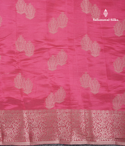 Beautiful Pinkish Peach Semi Raw Silk Saree With Fancy Border