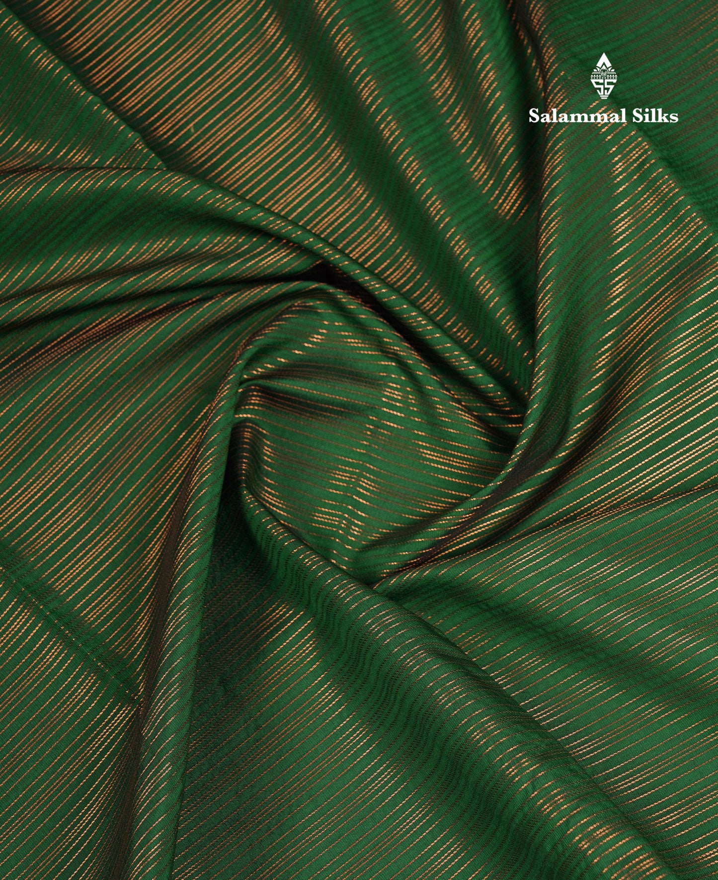 Beautiful Bottle Green Vaira Oosi Lines Semi Silk Saree With Contrast Cream Grey Traditional Border