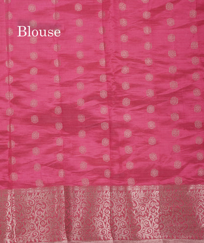 Beautiful Pinkish Peach Semi Raw Silk Saree With Fancy Border