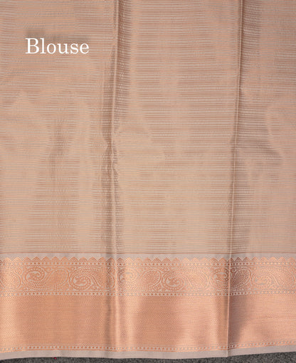 Beautiful Bottle Green Vaira Oosi Lines Semi Silk Saree With Contrast Cream Grey Traditional Border