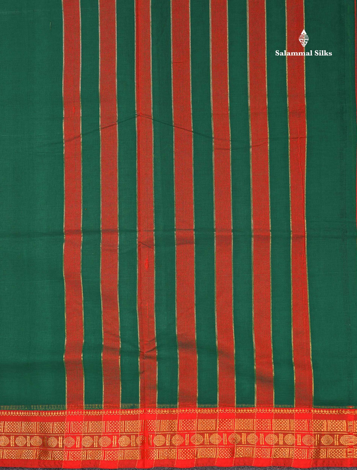 Beautiful Parrot Green Plain Pure Cotton Saree With Contrast Orange Traditional Border