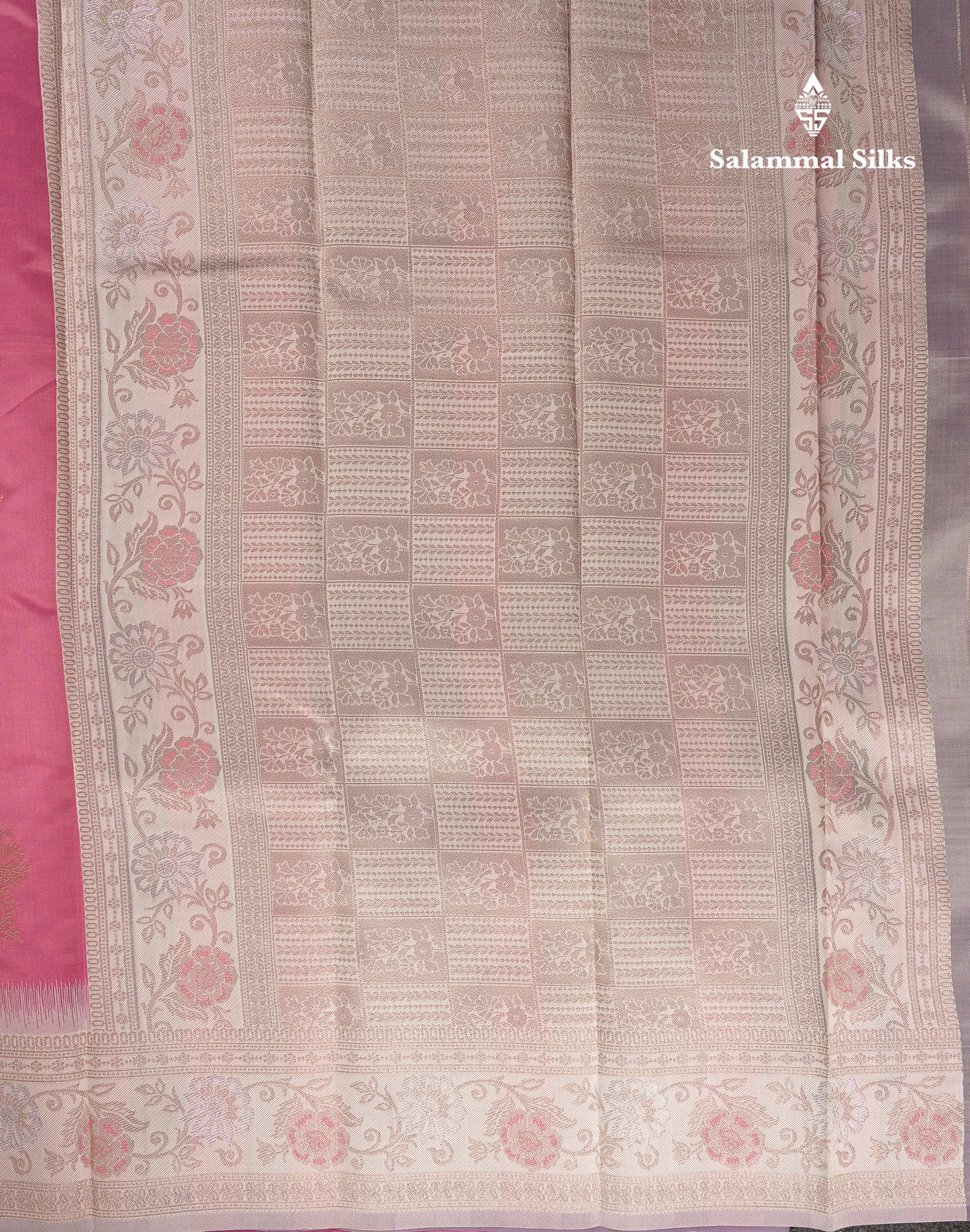 Beautiful Onion Pink Semi Silk Saree With Contrast Light Lavender Fancy Border