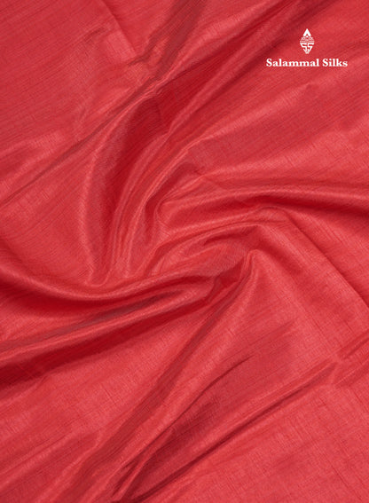 Beautiful Chilly Red Plain Semi Raw Silk Saree With Fancy Border