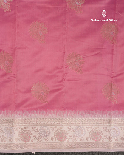 Beautiful Onion Pink Semi Silk Saree With Contrast Light Lavender Fancy Border