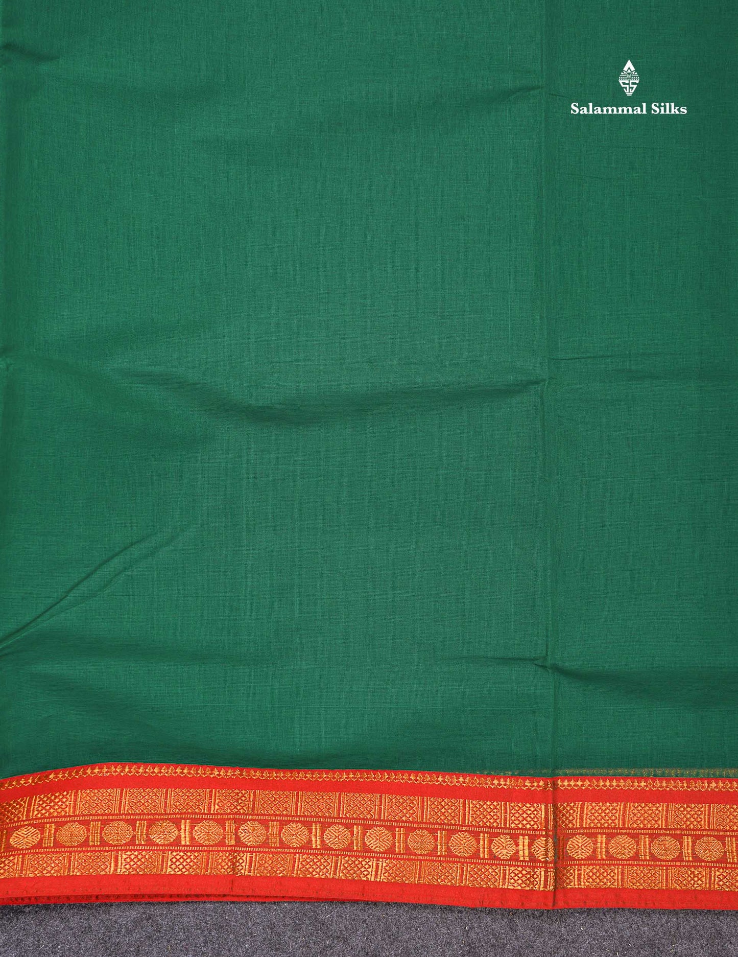 Beautiful Parrot Green Plain Pure Cotton Saree With Contrast Orange Traditional Border