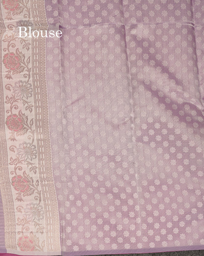 Beautiful Onion Pink Semi Silk Saree With Contrast Light Lavender Fancy Border