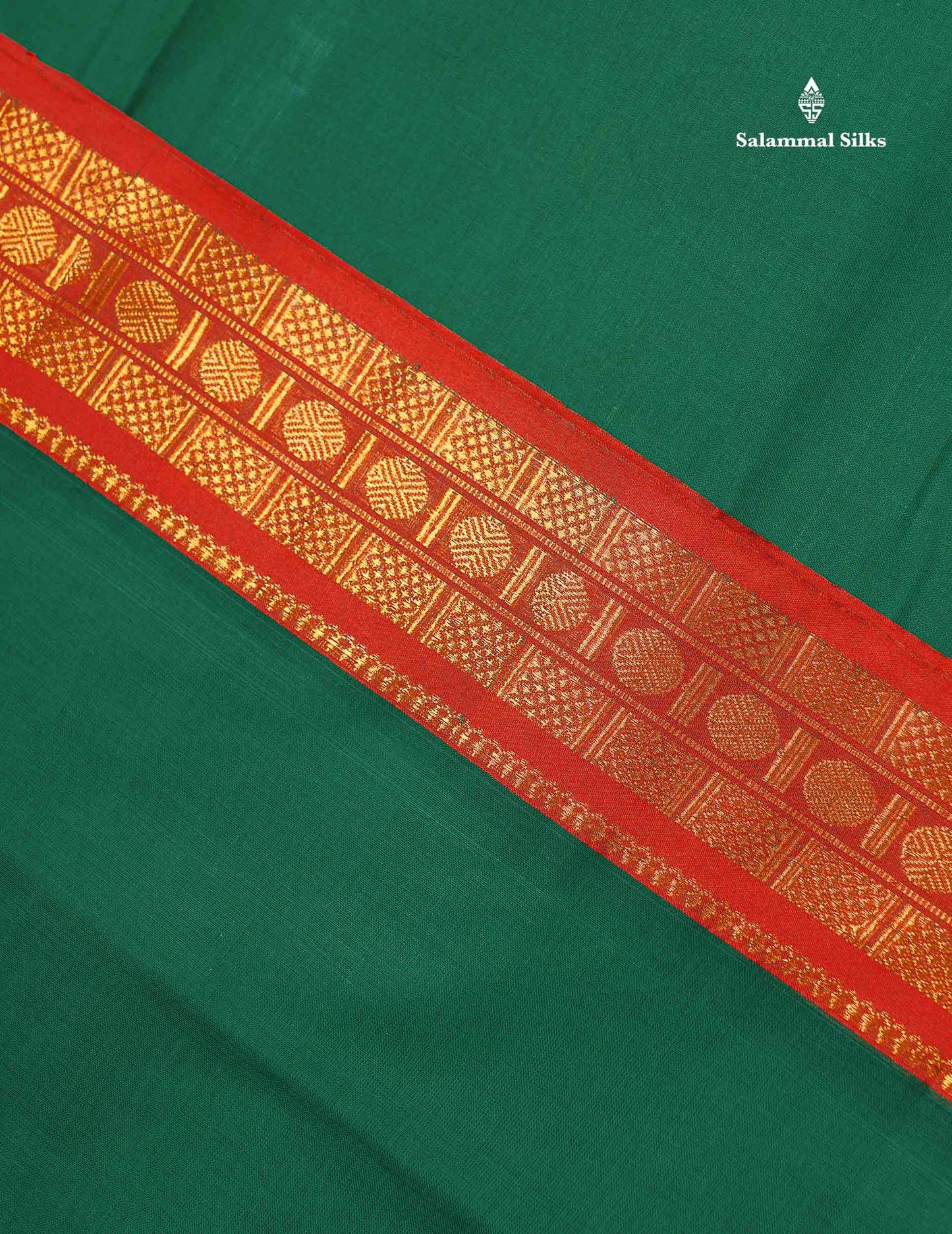 Beautiful Parrot Green Plain Pure Cotton Saree With Contrast Orange Traditional Border