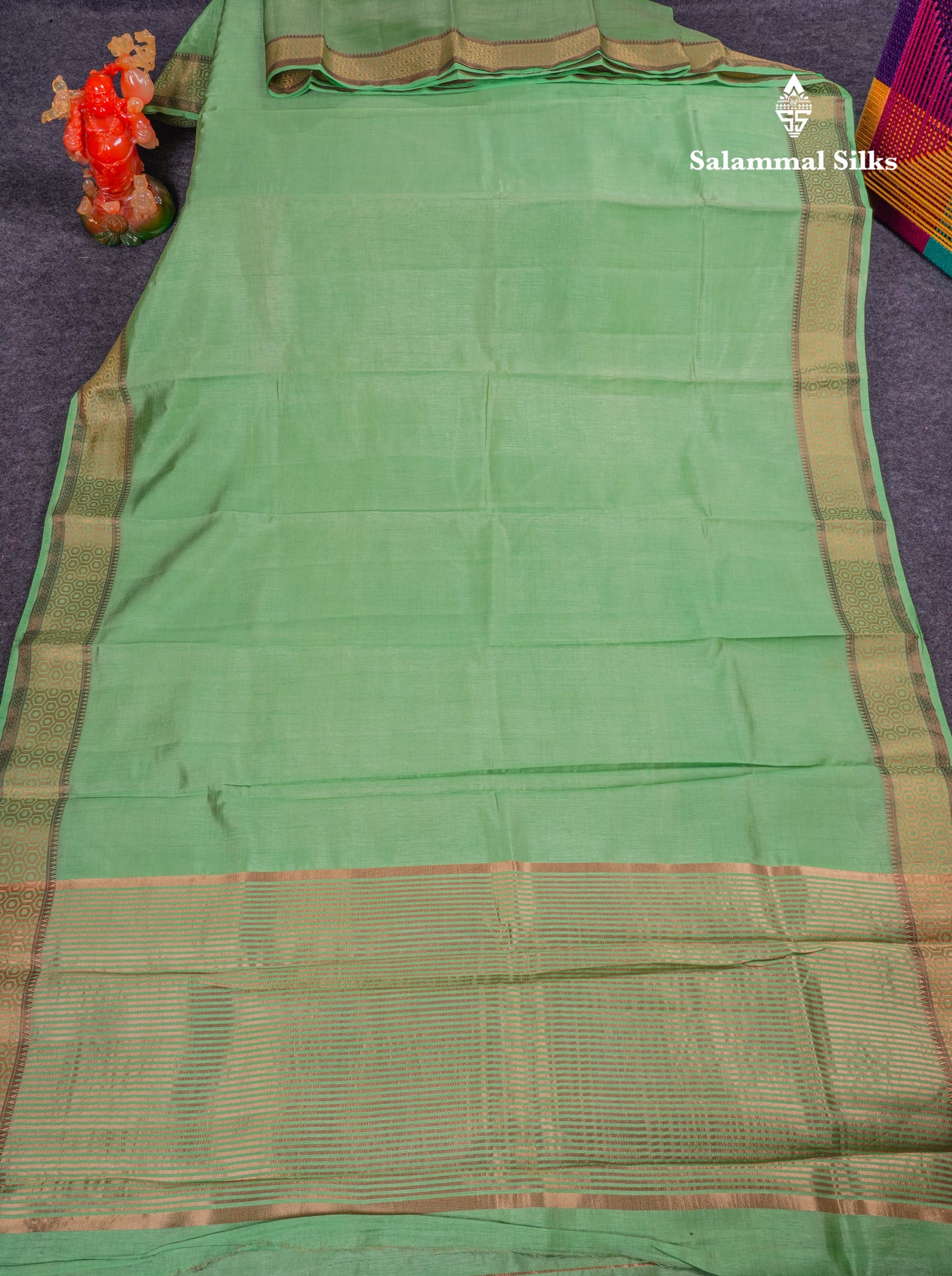 Beautiful Pista Green Plain Semi Raw Silk Saree With Fancy Border