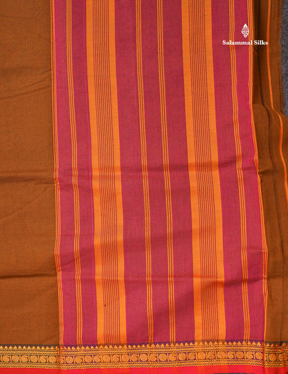 Beautiful Redish Maroon Plain Pure Cotton Saree With Contrast Dual Tone Bottle Green Thread Work Traditional Small Border
