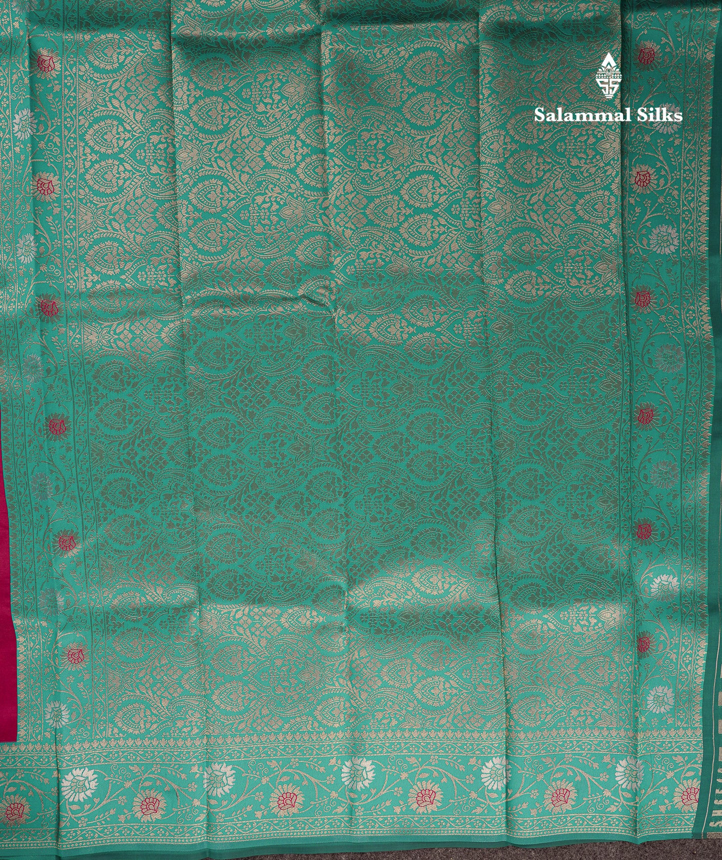 Beautiful Redish Maroon Semi Silk Saree With Contrast Sapphire Green Fancy Border