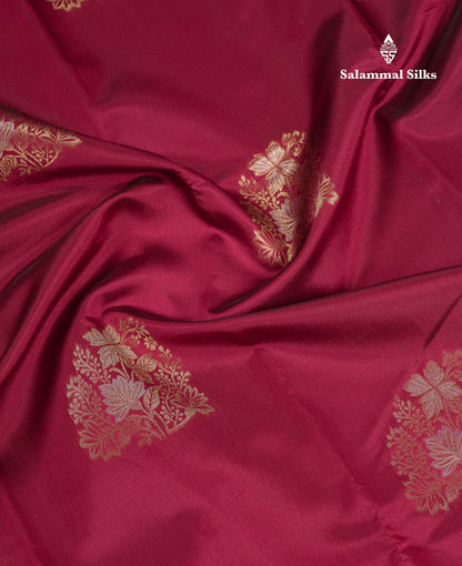 Beautiful Redish Maroon Semi Silk Saree With Contrast Sapphire Green Fancy Border