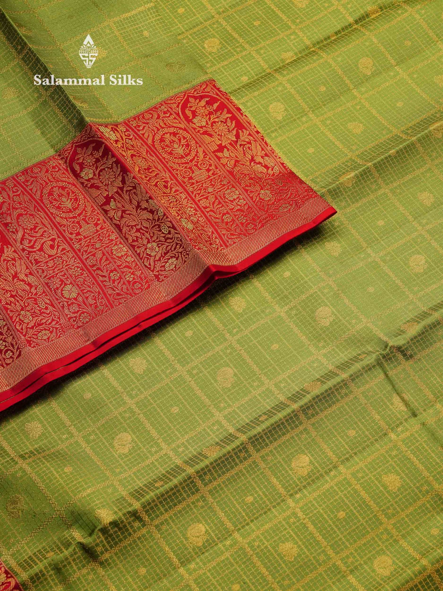 Beautiful Parrot Green Bridal Pure Kanjivaram Silk Saree With Contrast Red Traditional Evening Morning Border