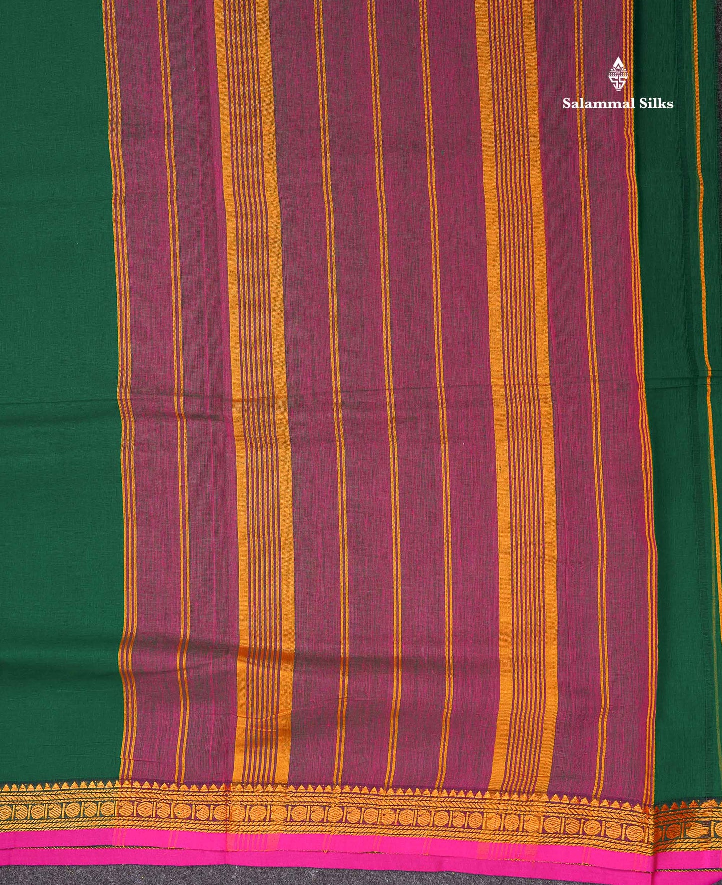 Beautiful Redish Maroon Plain Pure Cotton Saree With Contrast Dual Tone Bottle Green Thread Work Traditional Small Border