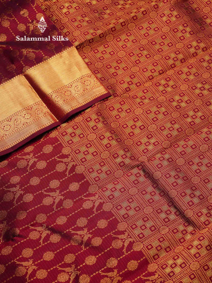 Beautiful Dark Maroon Bridal Pure Kanjivaram Silk Saree With Traditional Border