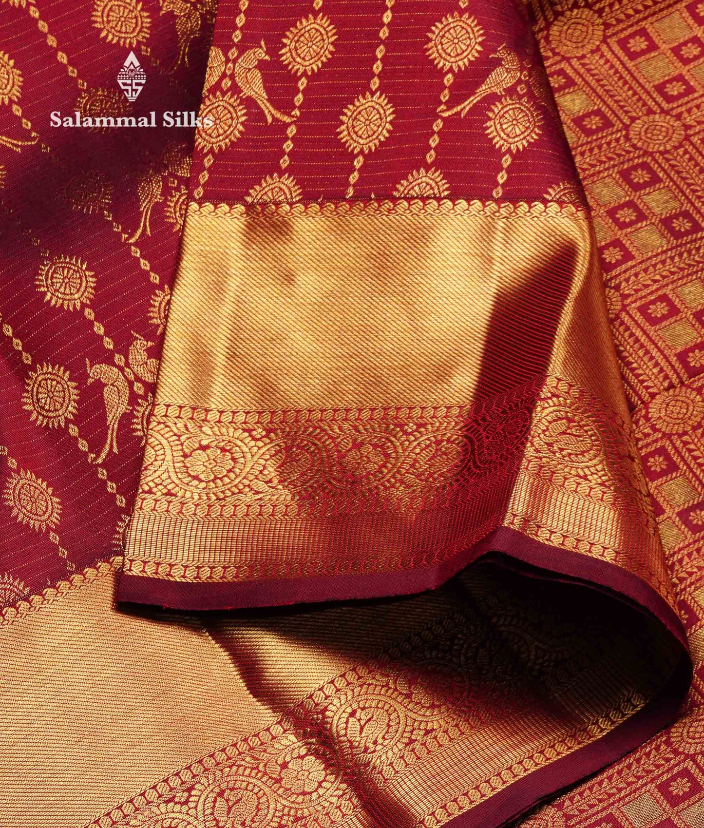 Beautiful Dark Maroon Bridal Pure Kanjivaram Silk Saree With Traditional Border