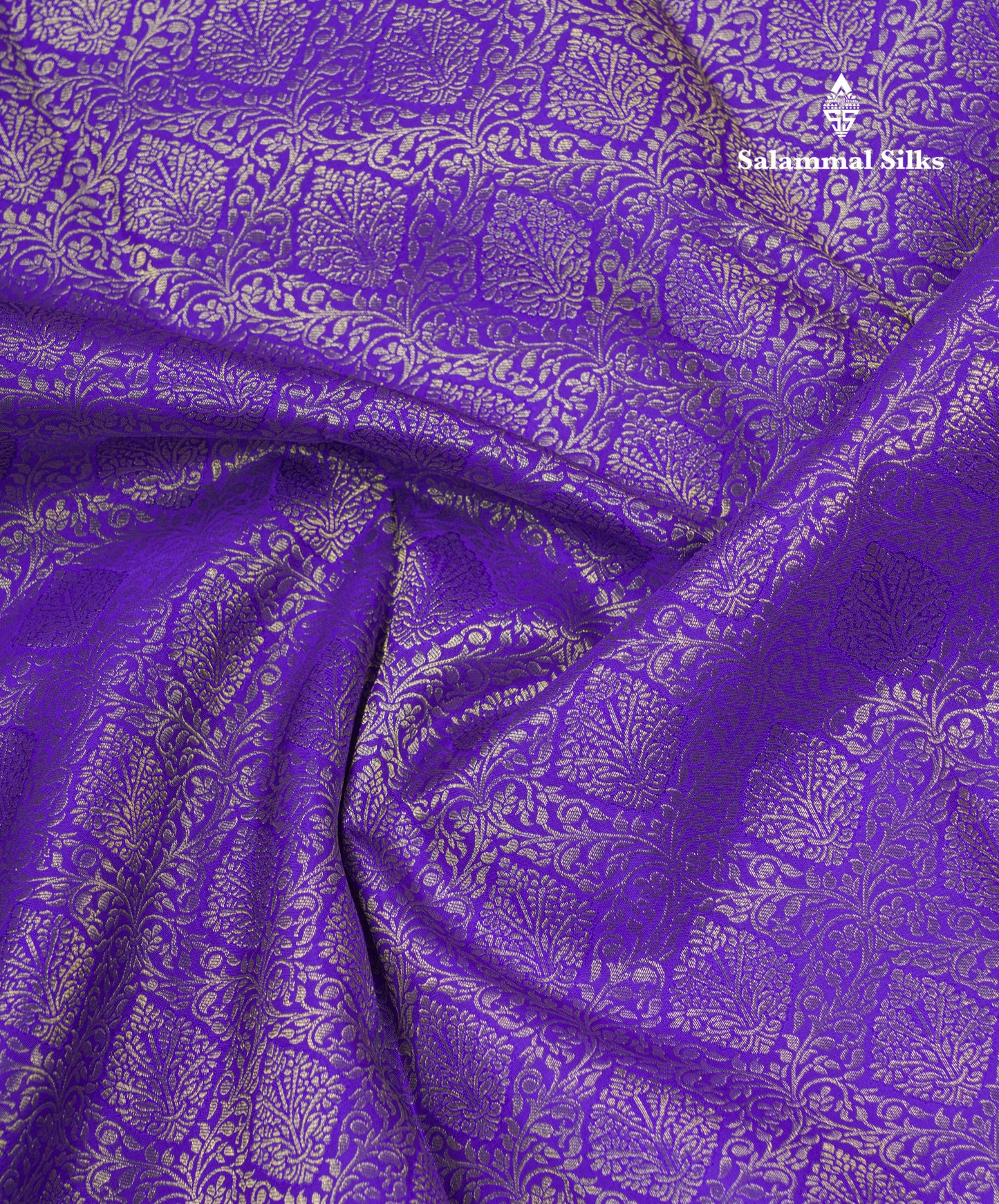 Violet Bridal Pure Kanjivaram Silk Saree With Contrast Orange Traditional Border