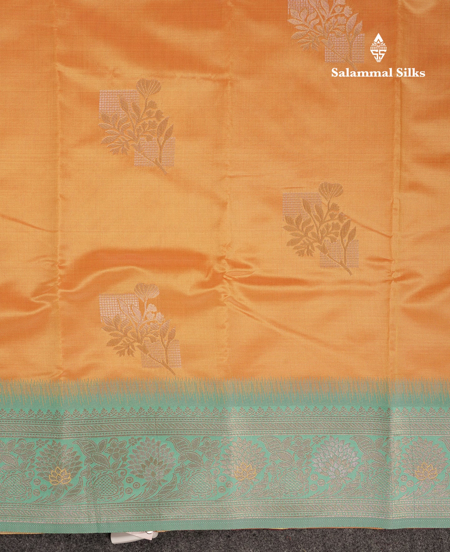 Beautiful Light Orange Semi Silk Saree With Contrast Light Rexona Fancy Border