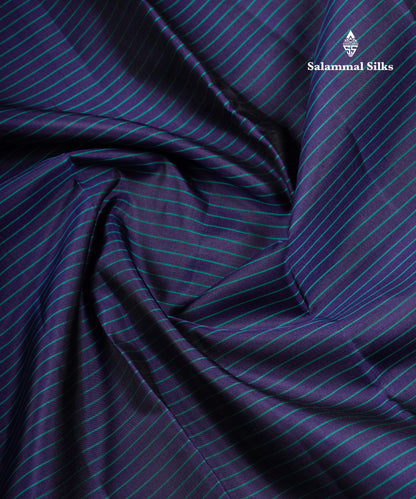 Beautiful Navy Blue Pure Kanjivaram Silk Saree With Contrast Sapphire Green Traditional Rettapet Border