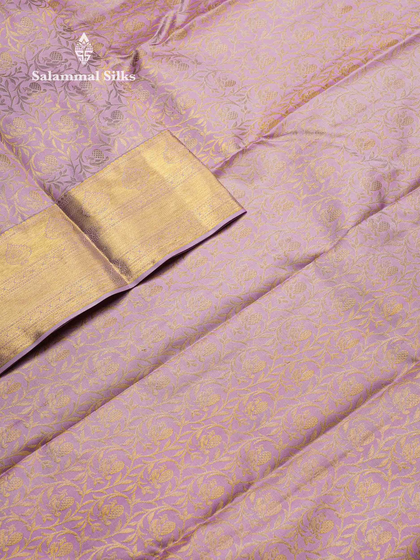Beautiful Lavender Bridal Pure Kanjivaram Silk Saree With Traditional Medium Border