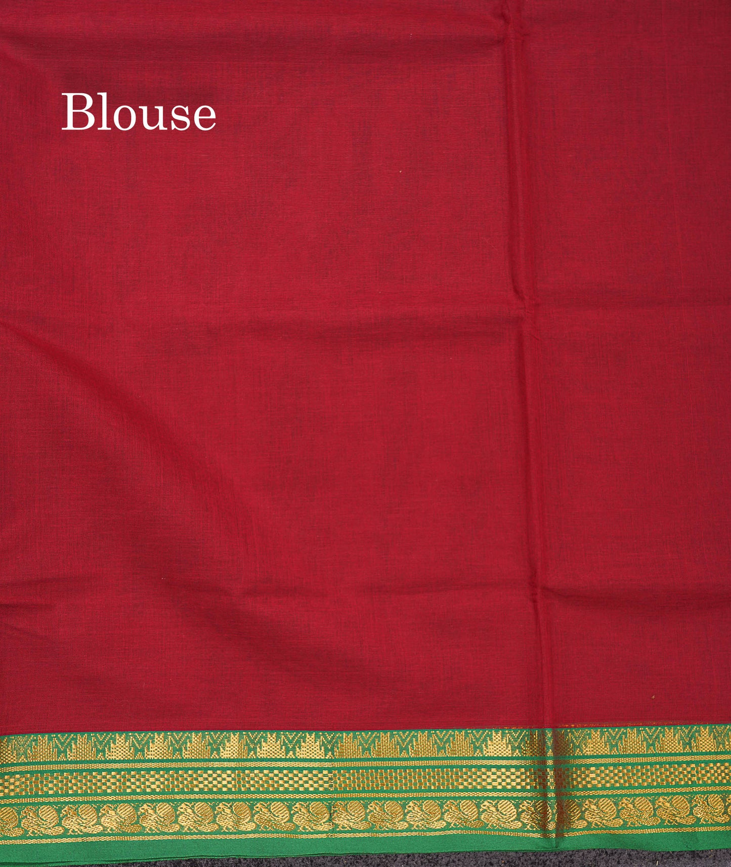 Beautiful Maroon Plain Pure Cotton Saree With Contrast Green Traditional Border