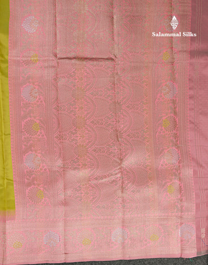 Beautiful Light Orange Semi Silk Saree With Contrast Light Rexona Fancy Border