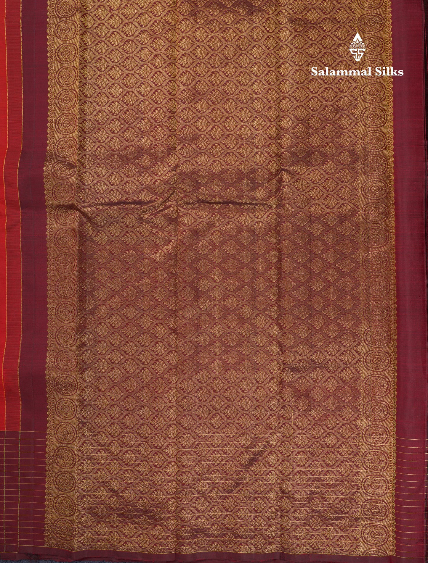 Dual Tone Red Fancy Pure Kanjivaram Silk Saree With Contrast Dark Maroon Border